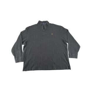 Polo Ralph Lauren Sweater Men's XXL 1/4 Zip Pullover Estate Rib Charcoal Gray
